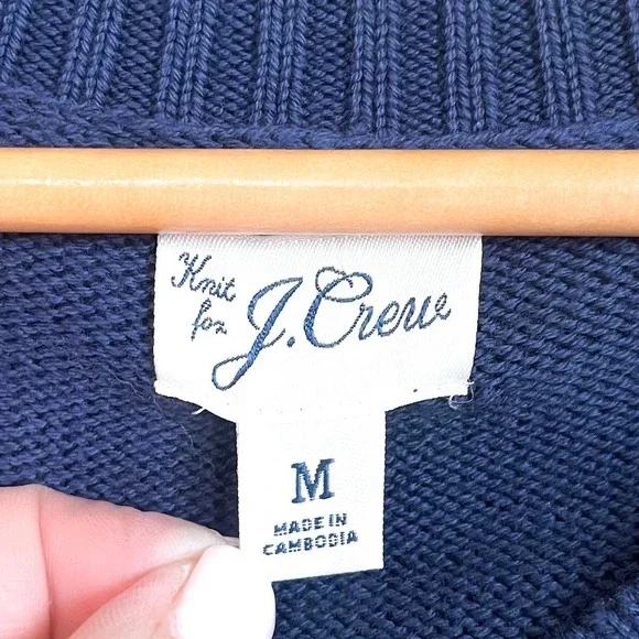 J Crew Mens Heritage Cotton V-neck Sweater Size M Blue Heritage Classic Preppy - Picture 5 of 7